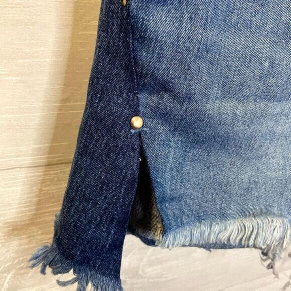 Sam Edelman Denim High Rise Shorts Women's Frayed Raw Hem Casual Jeans Shorts - Picture 8 of 11